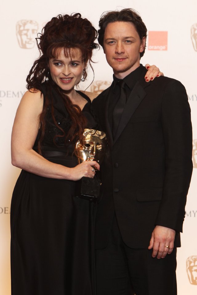 Helena Bonham e James McAvoy alla cerimonia di premiazione dei BAFTA Awards