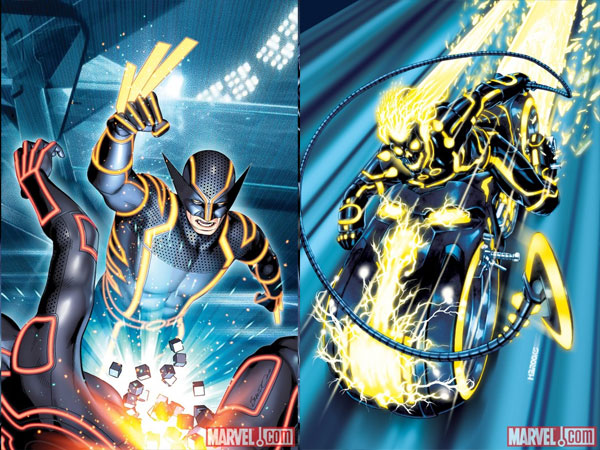 Wolverine e Ghost Rider in the world of Tron