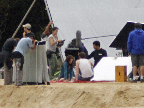 Robert Pattinson e Kristen Stewart sul set in Brasile