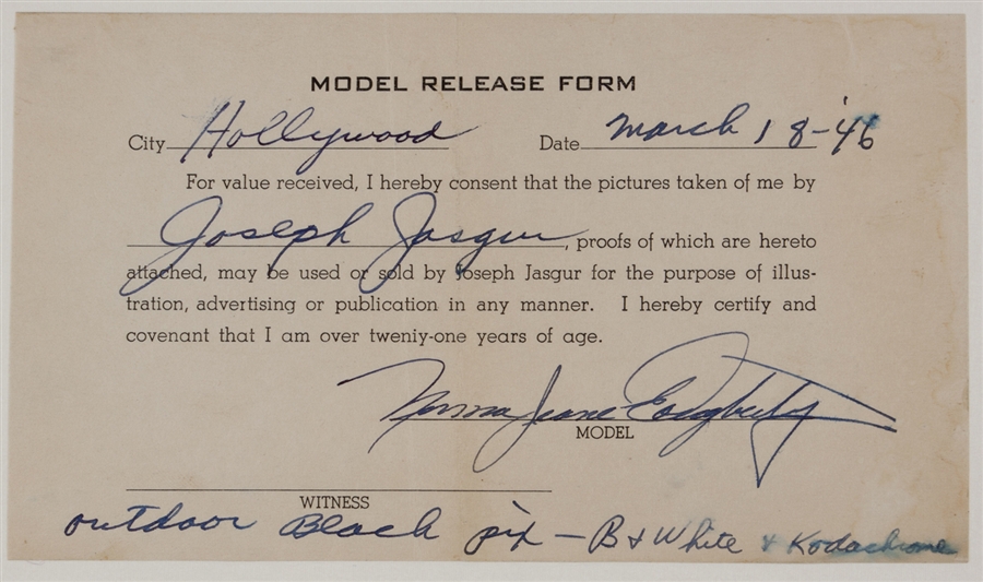 Il primo contratto da modella di Marilyn Monroe
