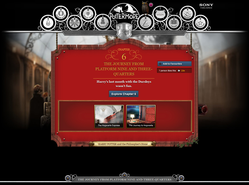 Schermata di Pottermore.com