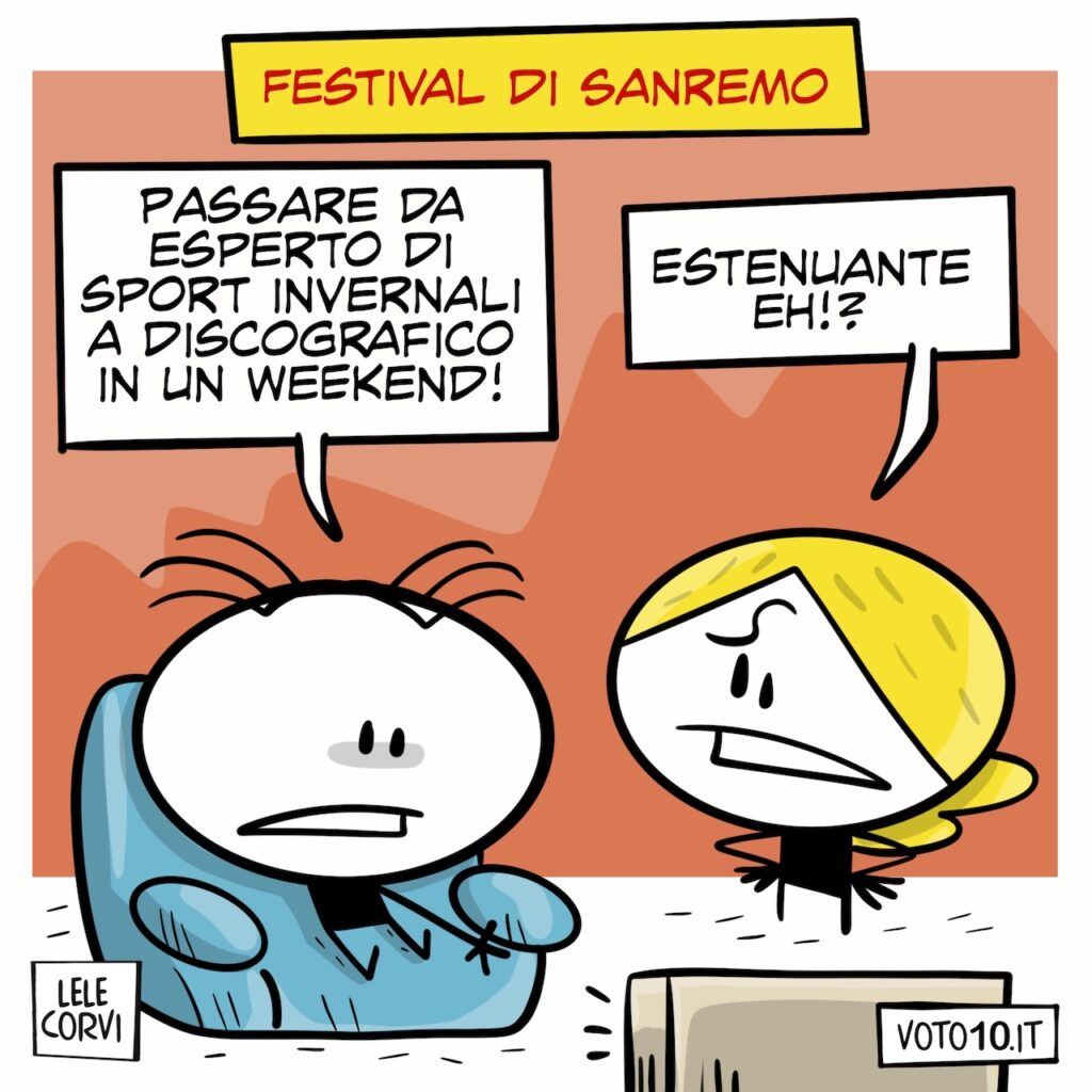 La vignetta dedicata al Festival di Sanremo 2026