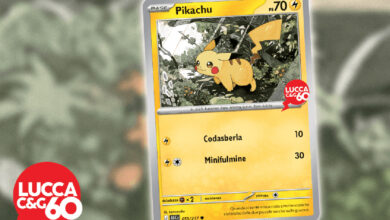 Carta promozionale Pikachu Lucca60 distribuita gratuitamente a Lucca Comics & Games 2026
