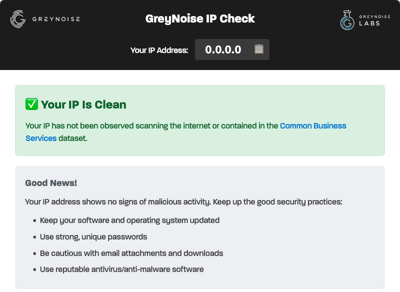 GreyNoise IP Check