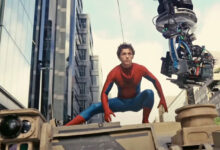 Tom Holland sul set di Spider-Man