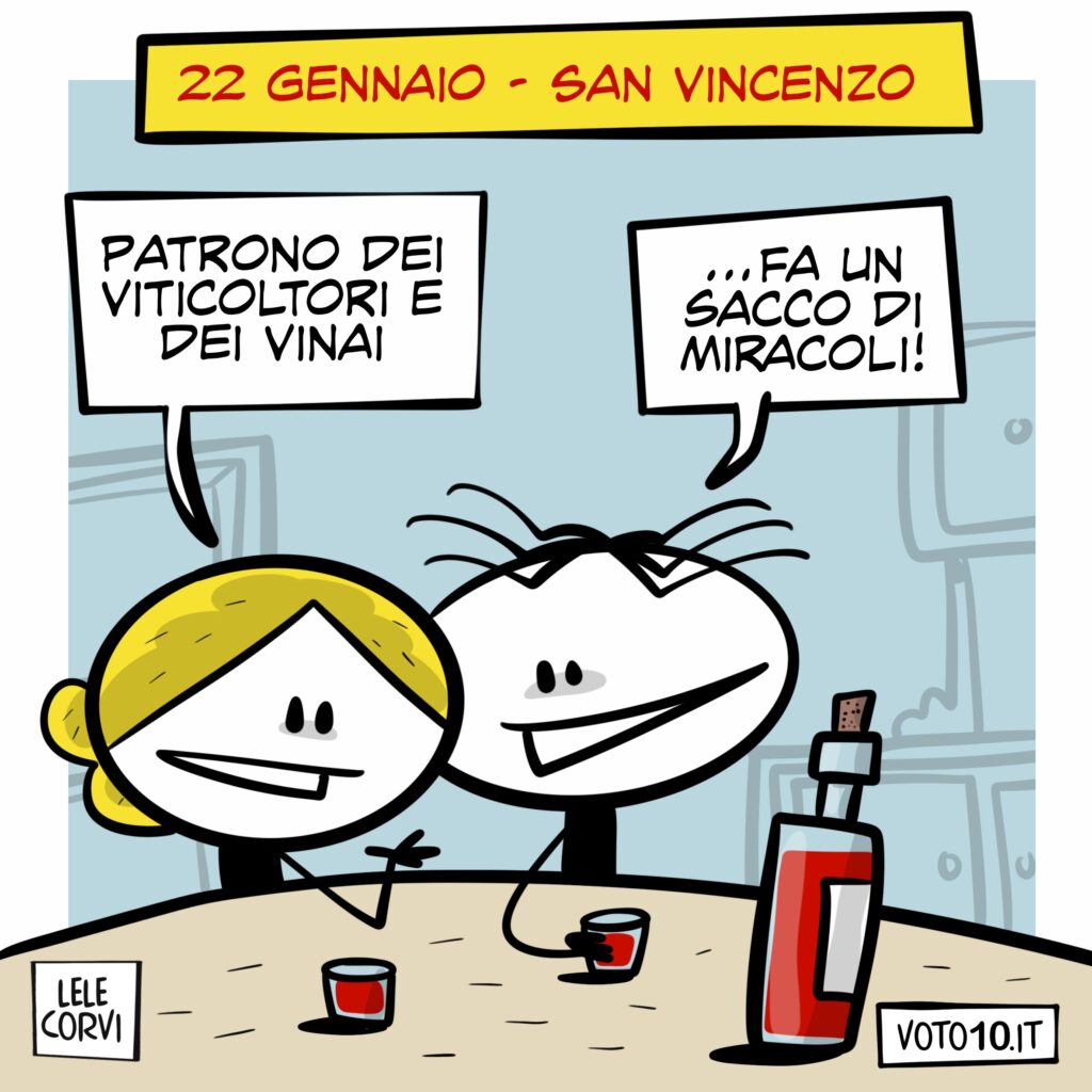 La vignetta dedicata a San Vincenzo patrono dei vinai e dei viticoltori