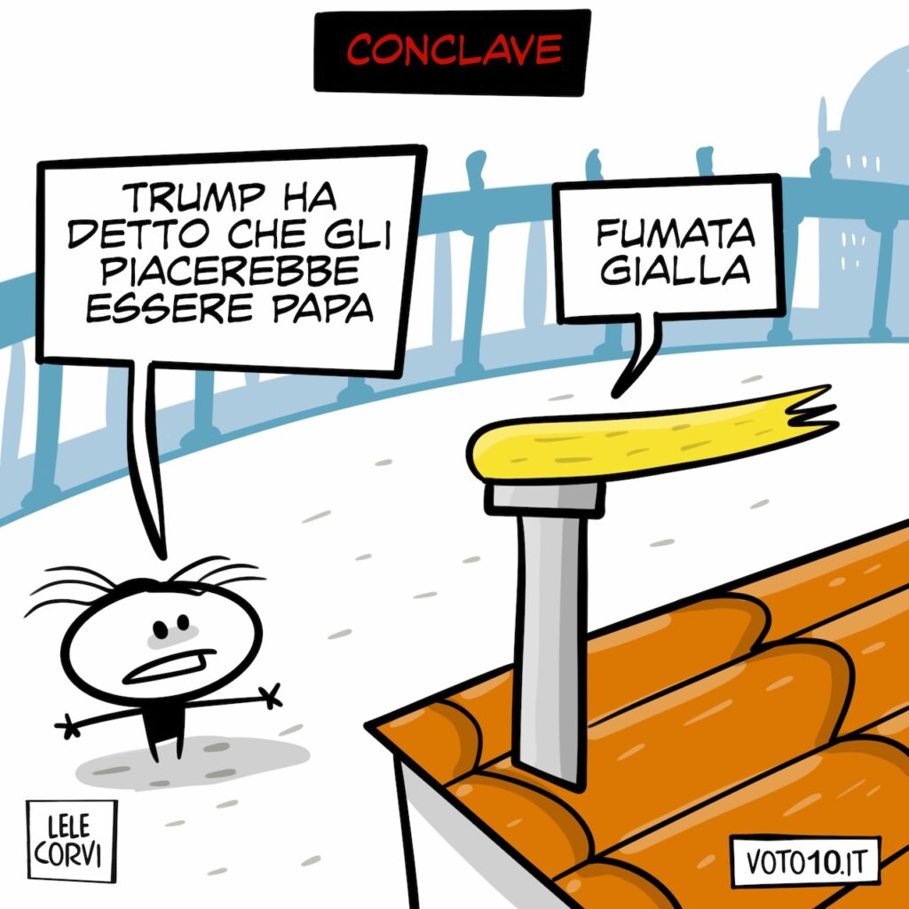 La vignetta dedicata all'apertura del Conclave