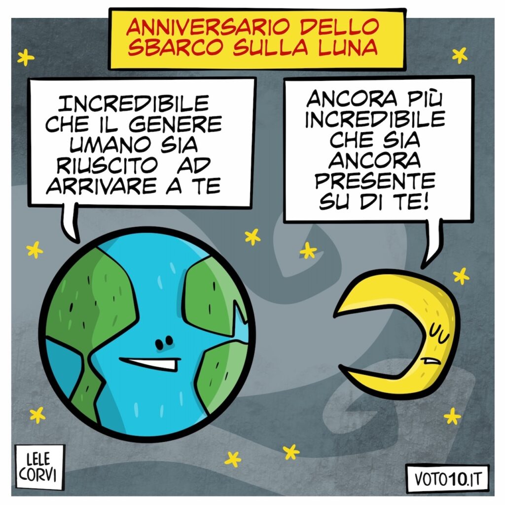 La vignettta dedicata all'anniversario dello sbarco sulla luna