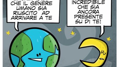 La vignettta dedicata all'anniversario dello sbarco sulla luna