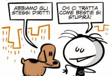 La vignetta per la Giornata Internazionale dei Diritti dell'Uomo e degli Animali