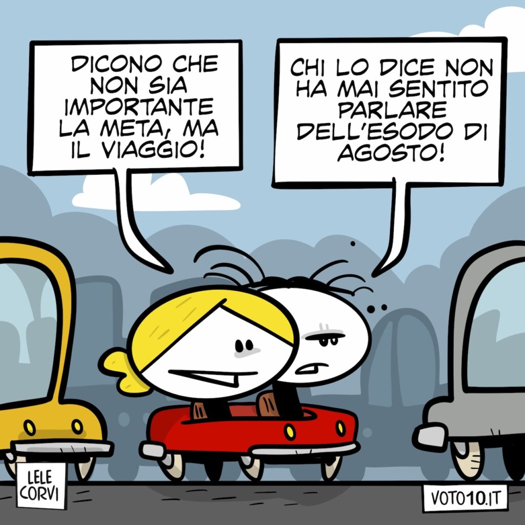 La vignetta dedicata all'esodo di agosto