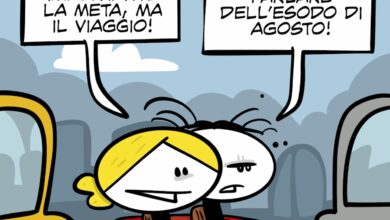 La vignetta dedicata all'esodo di agosto