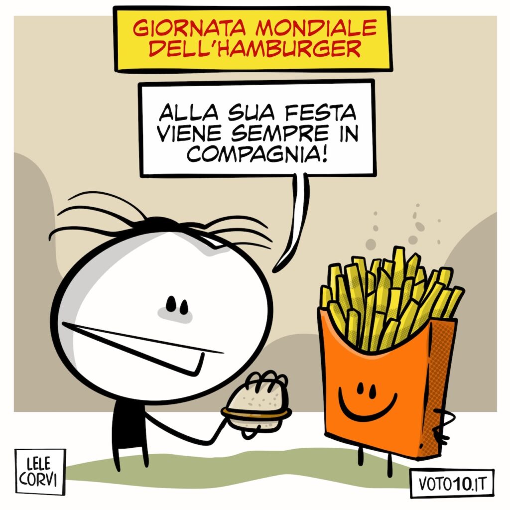 La vignetta dedicata alla Giornata Mondiale dell’Hamburger