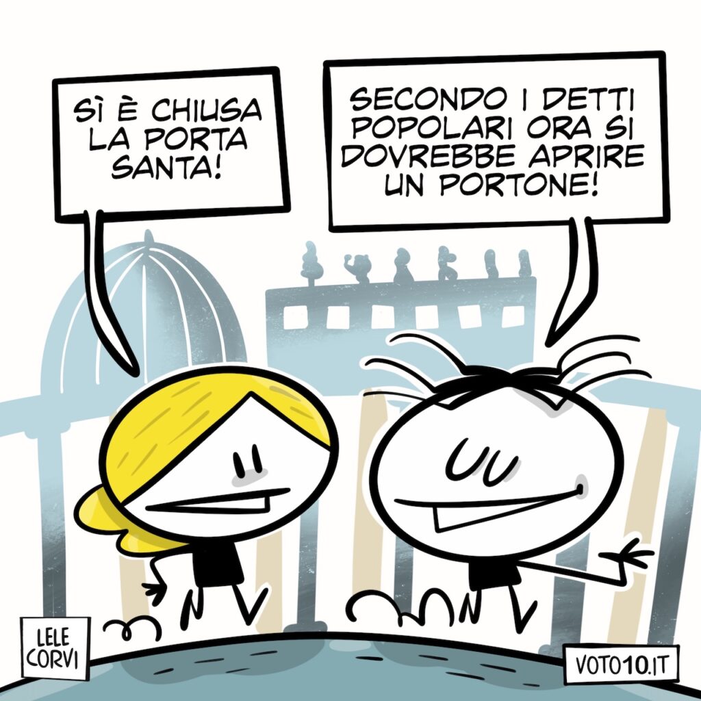 La vignetta dedicata alla chiusura della Porta Santa