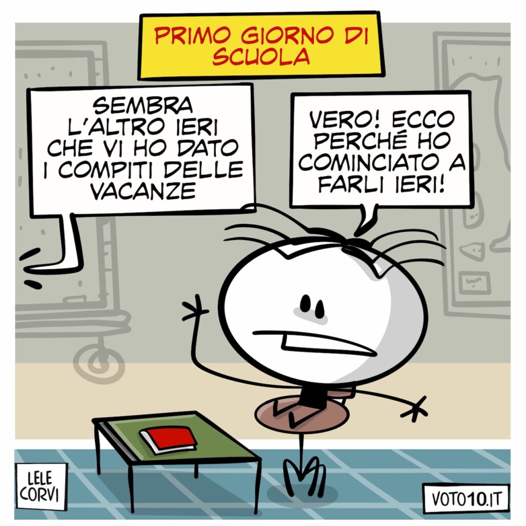 La vignetta dedicata al primo giorno di scuola