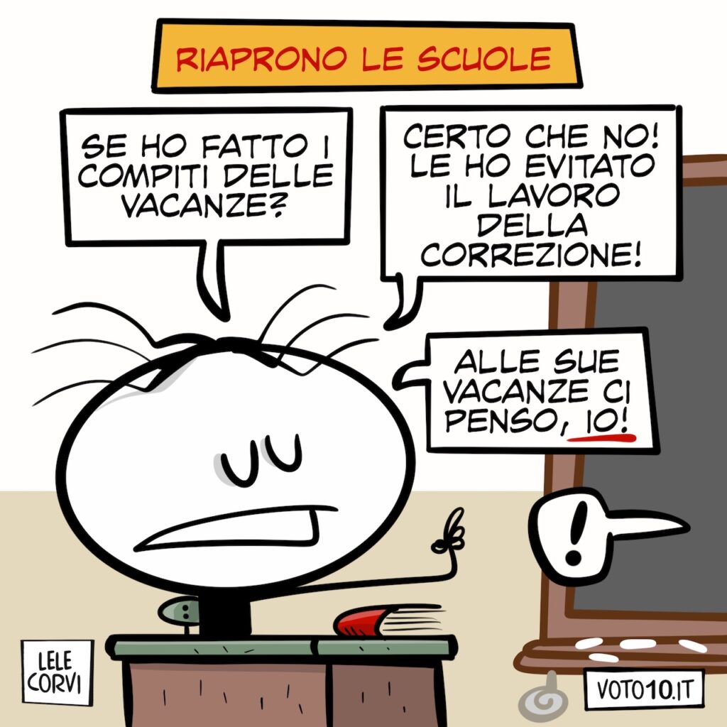 La vignetta dedicata alla riapertura delle scuole