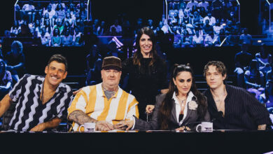 Giorgia con i quattro giudici di X Factor 2026: Francesco Gabbani, Jake La Furia, Paola Iezzi e Irama